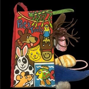 Jellycat Pet's Tails Soft Book - Red and Multicolor
